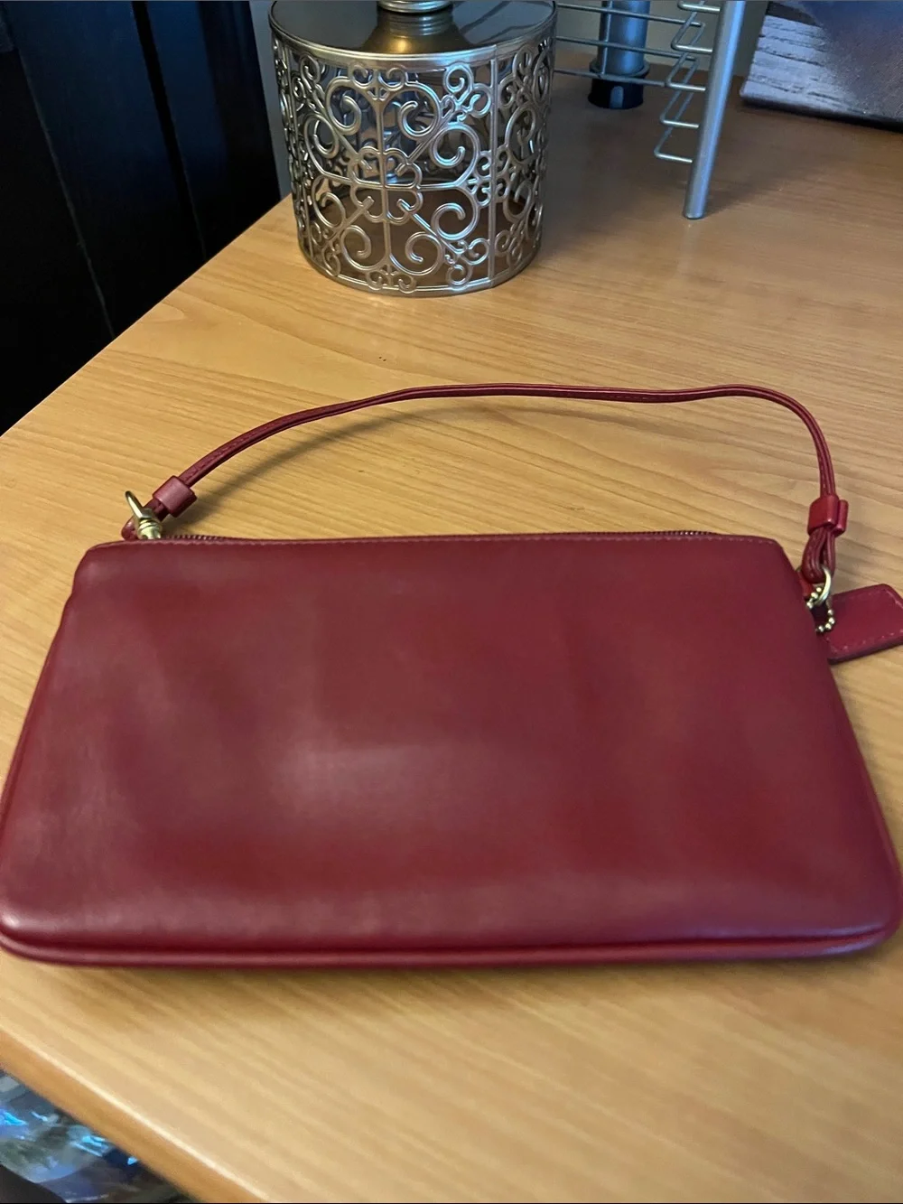 Coach Legacy Leather Wristlet in Burgundy NWOT
